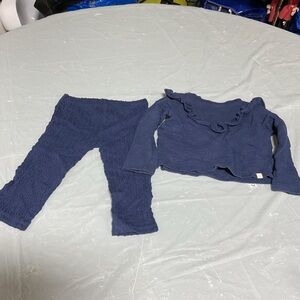 Sovereign Code Navy Blue Ruffle Top & Legging Set - Kids Matching Set